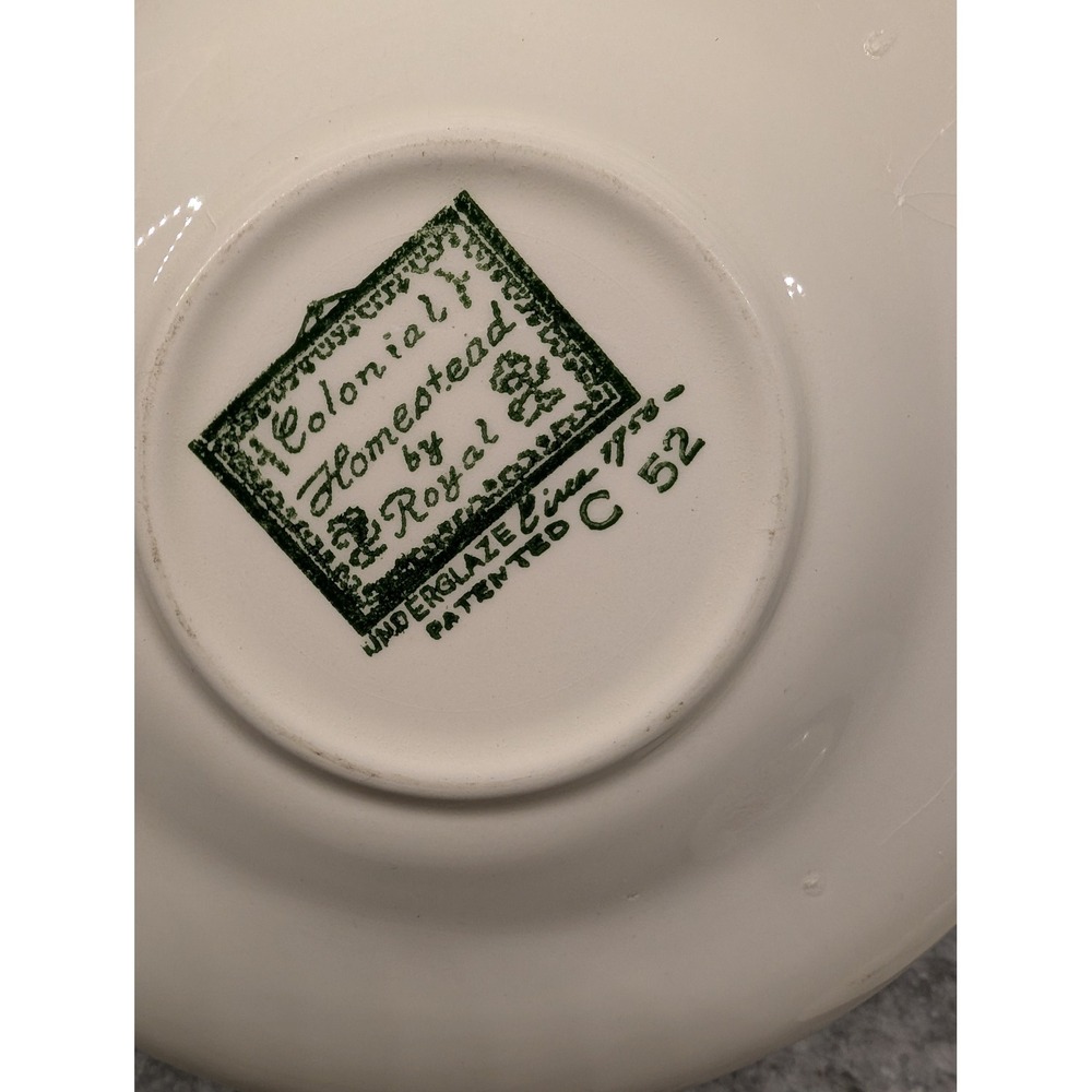 Vintage Royal China Colonial Homestead Green Water Bucket Plate‎ & Small Dish - Picture 13 of 13